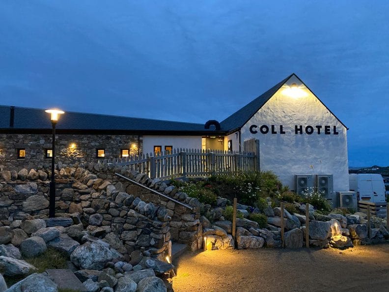 Coll Hotel at night