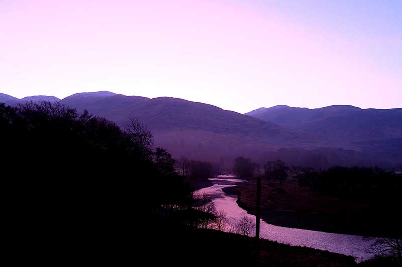 Port Appin - Our view - as if not incredible enough - enhanced by a magnificent pink sunset 